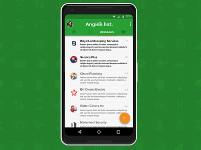 Angie's List Consumer App Redesign - Messages