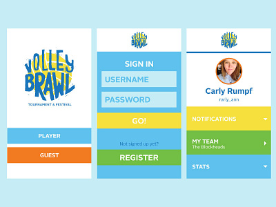 Volleybrawl Initial App Wireframes