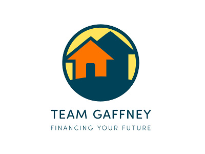Team Gaffney Logo blue house icon logo orange symbol yellow