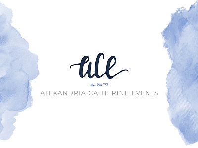 Alexandria Catherine Events Logo blue elegant logo script symbols watercolor