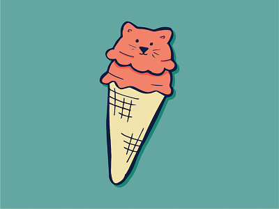 Kitty Cone cat hehe ice cream illustration kitty visual pun