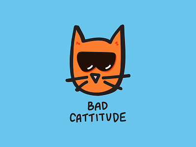Bad Cattitude bad ass bad attitude blue cat cats illustration kittens kitties kitty mean orange sunglasses