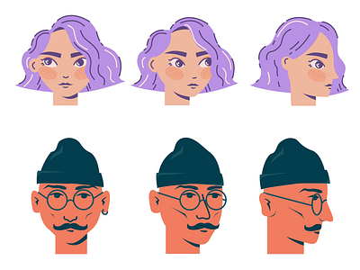 Characters in different styles characters girl graphic design hipster illustration illustrator