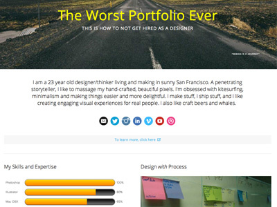 The Worst Portfolio Ever portfolio webpage
