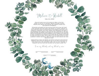 Eucalyptus Jewish Ketubah calligraphy design eucalyptus illustration jewish ketubah typography