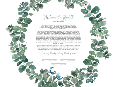 Eucalyptus Jewish Ketubah calligraphy design eucalyptus illustration jewish ketubah typography