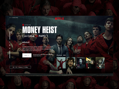 Netflix ( Money Heist ) - Web Concept Layout adobe xd branding photoshop typography ui design uiux webdesign