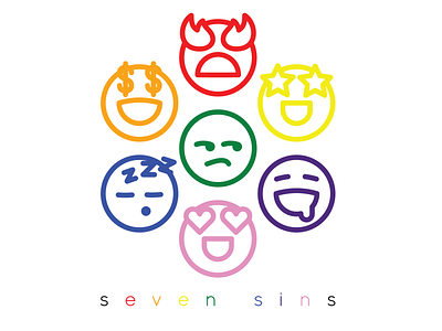Seven Sins design envy gluttony greed illustration logo lust pride sins sloth vector wrath