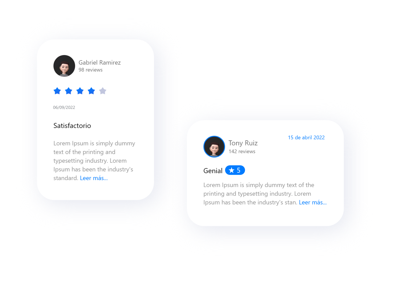 Reviews UI / Interfaz de usuario de reseñas adobexd cards clientes design desingweb graphic design illustration reseñas ui reviews ui sitio web ui website ui