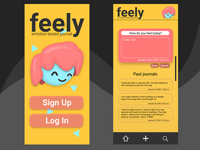 Feely Emotional Journal (Concept App) app branding design figma icon illustration logo typography ui ux web