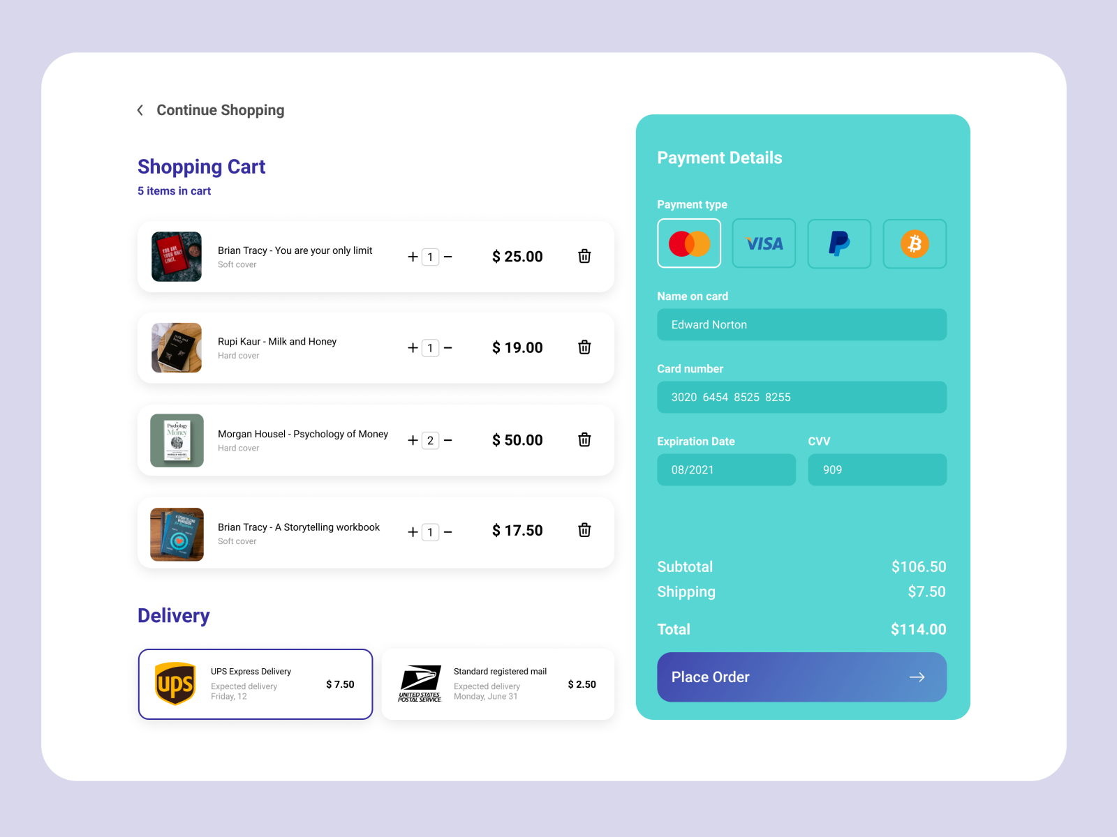 Checkout process by Vitalij Kacanovskij on Dribbble