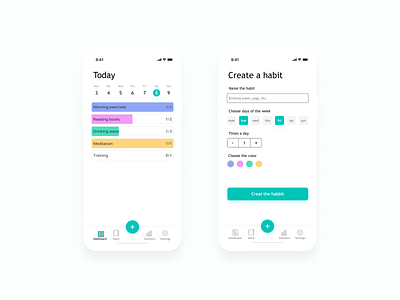Habit tracker app design flat icon minimal ui ux