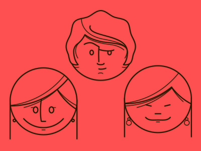 Lines character faces illustration red vector