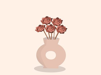 Roses in vase design flower illustr illustration illustrator minimal rose vase warm