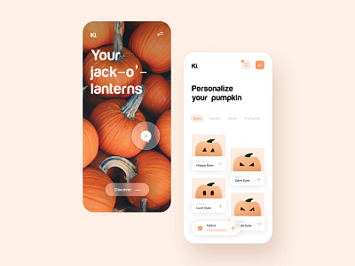 Carving Pumpkin App app card clean clean ui concept creative design dribbble halloween illustration minimal pumpkin ui uidesign ux