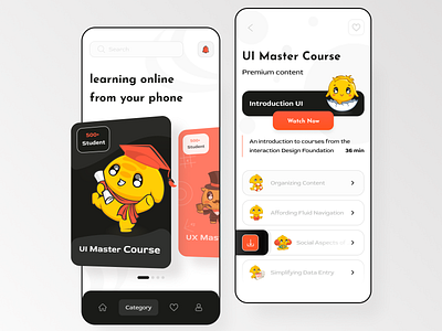 learning App app illustration learning minimal mobile ui ux