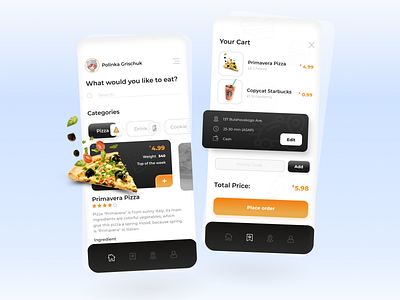 Delivery Food App app design food learning minimal mobile mobile app ux vector