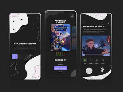 Children's cinema app shot app child cinema design minimal ui