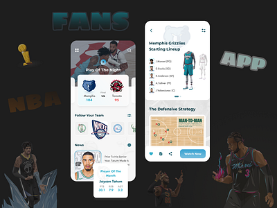 NBA Fans App app game minimal nba sport ui ux