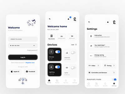 Smart Home App ai app minimal mobile app ui ux vector