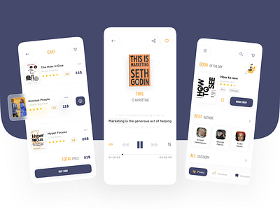 Bookmark app for listening to audiobooks app audio book design minimal mobile app ui