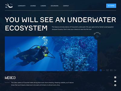 Diving Website WD animation diving landing minimal motion travel ui website