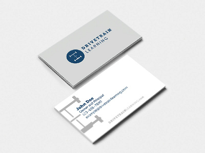 Business Card Design, DriveTrain Learning brand business card design identity logo print