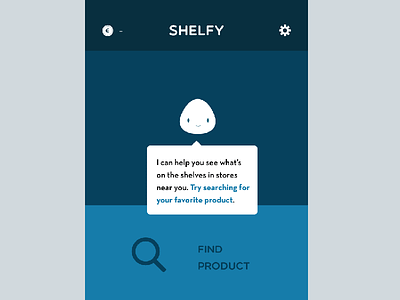 Shelfy Screen 1 app branding character retail tooltip ui