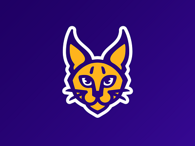 Caracal Mascot Design animal branding caracal cat emblem esports gold graphic design illustration logo mascot purple sports team vector
