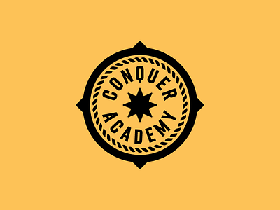 Conquer Academy Logo badge compass gold graphic design logo military star