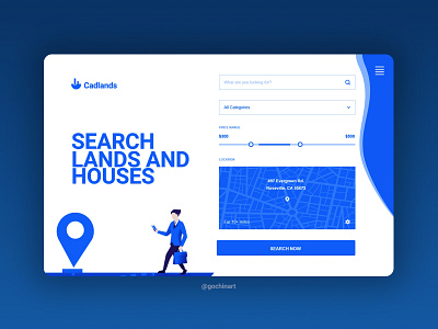 Cadlands Landing Page gochinart godsonchinweuba illustration landingpage prototype search ui uidesign uiux website