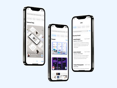 Mobile App for Design Inspiration, jobs and blogs adobe xd blog app design app design inspiration app job app mobile app ui user interface design ux ui