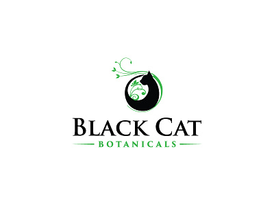 Black Cat Botanicals branding graphic design logo logodesign minimalist logo professional logo skincare logo vector wellness logo