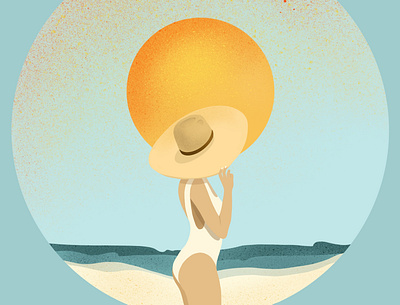 Sunday beach design illustration ocean painting poster art procreate summer sun