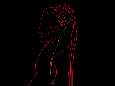 Neon tears cry curves drawing girl illustration neon pose procreate tears woman
