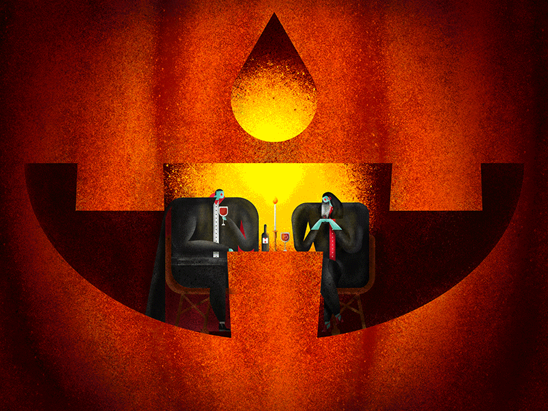 Pumpkin Lights editorial halloween illustration pumpkin vampire werewolf witch