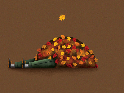 Falling for Monday. color editorial fall illustration leaf leaves newyork nyc portrait
