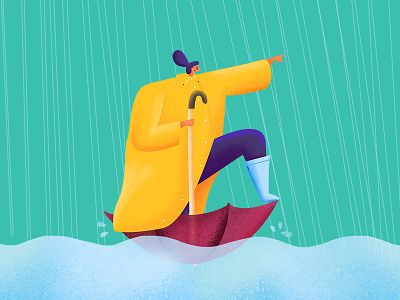 Flood Watch color flood illustration jacket newyork nyc portrait rain spring umbrella water weather