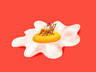 Sunny Side Up bacon beach breakfast brunch color egg illustration nyc portrait summer sun