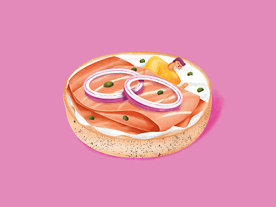 Dream Lox bagel branding breakfast color design editorial food illustration lox morning nyc portrait salmon vector