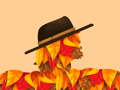 Fall Feelings color design digital editorial fall festive hat illustration leaves logo nyc portrait tree vector