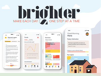 "brighter" Look Book app design mindfulness therapy ui uidesign uiux user interface design