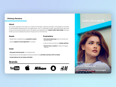 Fitness User Persona app concept design mockup persona research ui user ux ux design