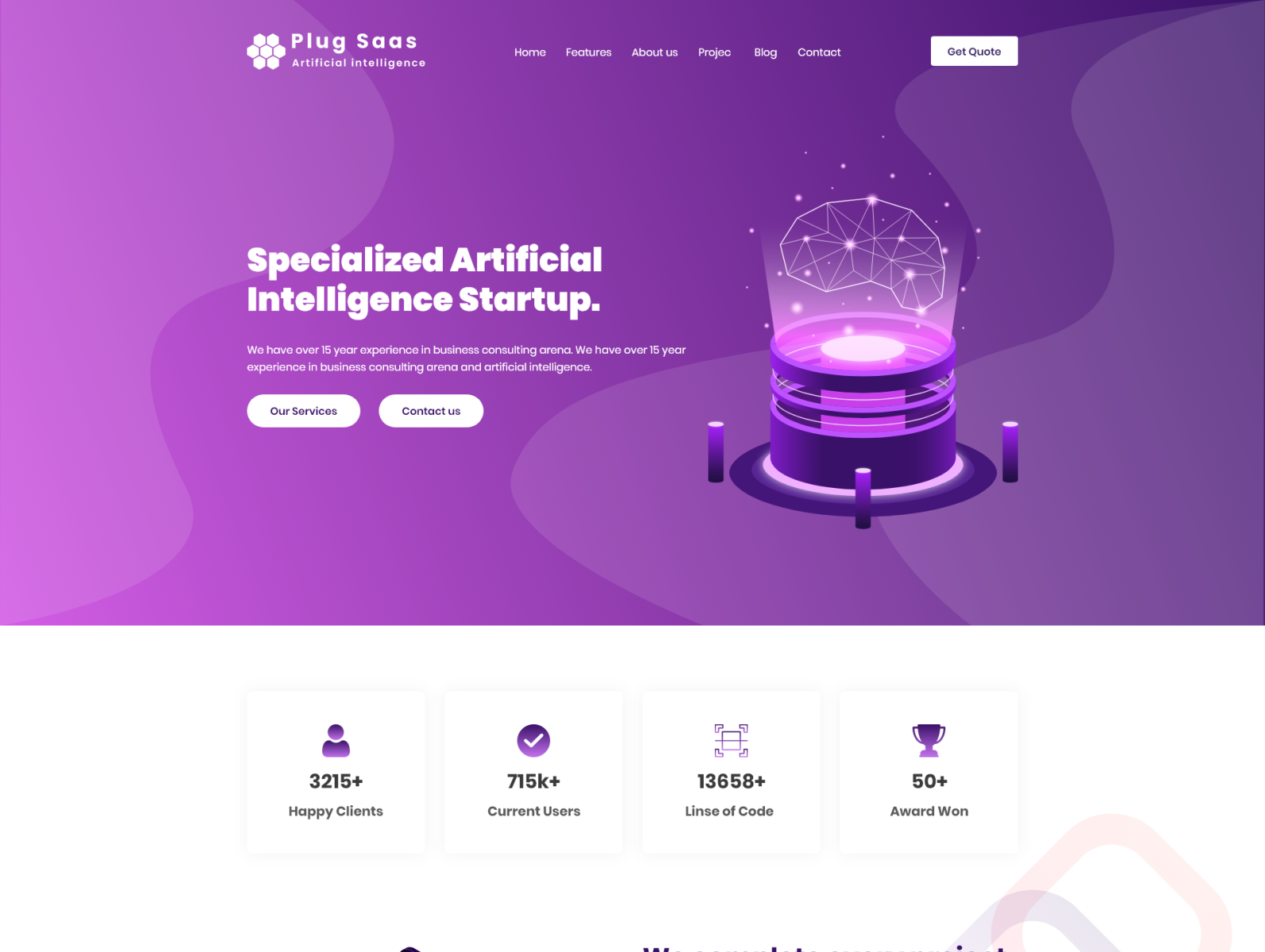 Plugsaas Artificial Intelligence Web Template by Pluginbazar on Dribbble