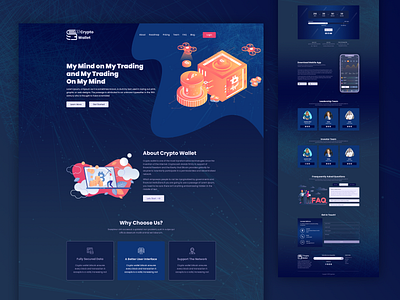 Crypto Wallet Crypto Trading Dark Template dark dark mode dark ui design fancy illustration landingpage modern modern ui ui uidesign ux uxdesign web template website template