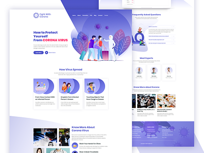 Fight With Corona informative Website Template agency clean corona coronavirus design illustration informative landingpage uidesign ux uxdesign web template website template