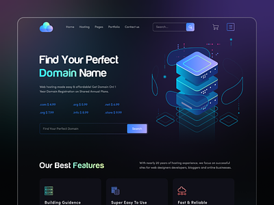 Creative Hosting Landing Page domain domain hosting hosting hosting landing page landingpage uidesign website template