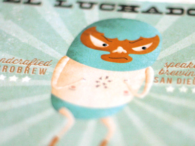 El Luchador beer label illustration lucha libre luchador