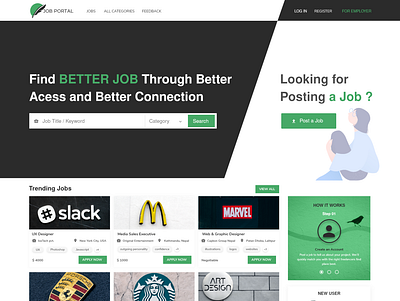job portal adobexd job jobportal landingpage webdesign website