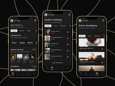 Meditation App - UI Design app app design design mobile mobile app produ product design ui ui design ux design